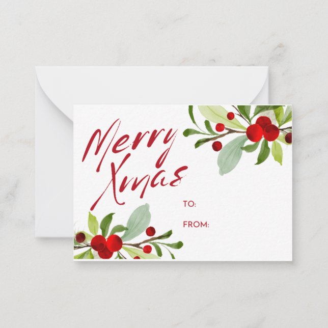 Christmas Gift Tag Note Card (Back)