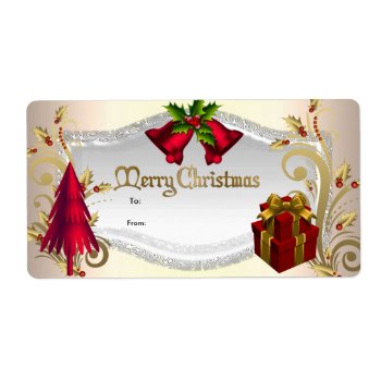 Christmas Gift Tag Red White Xmas by Label_That at Zazzle