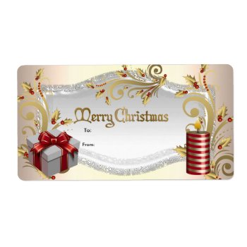 Christmas Gift Tag Red White Xmas by Label_That at Zazzle