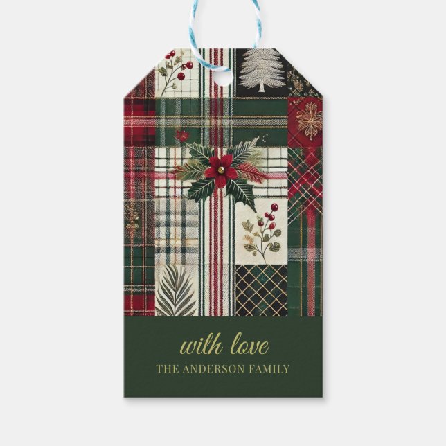 Christmas Gift tag Rustic Plaid Pattern (Front)