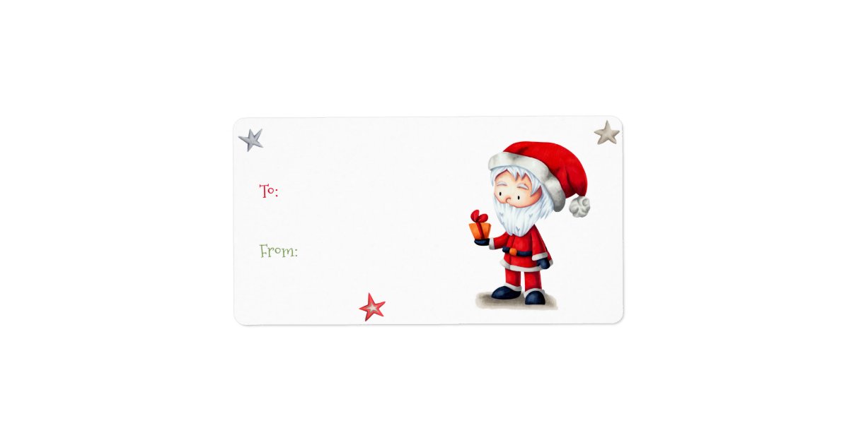 Christmas gift tag Santa Claus (to and from) label | Zazzle.com