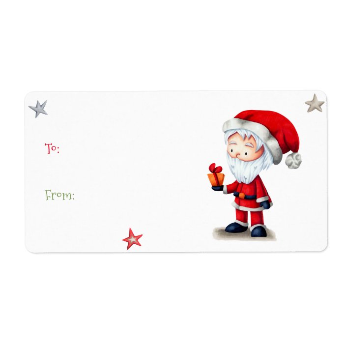 Christmas gift tag Santa Claus (to and from) label | Zazzle.com