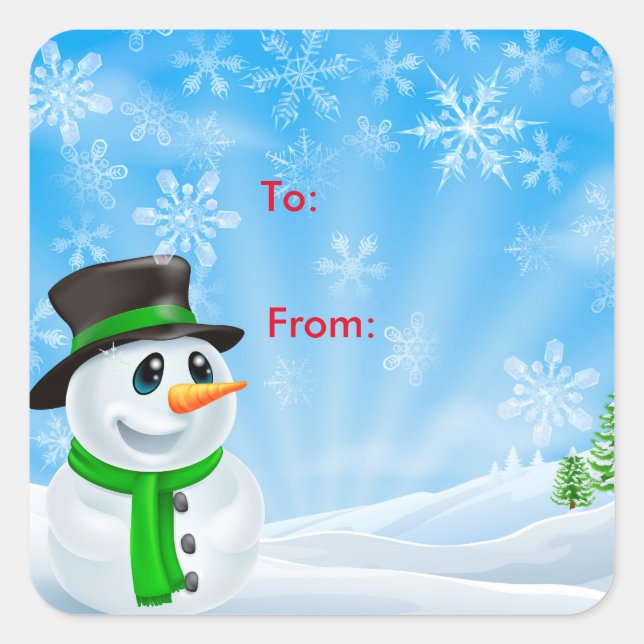 Christmas Gift Tag Sticker-Snowman (Front)