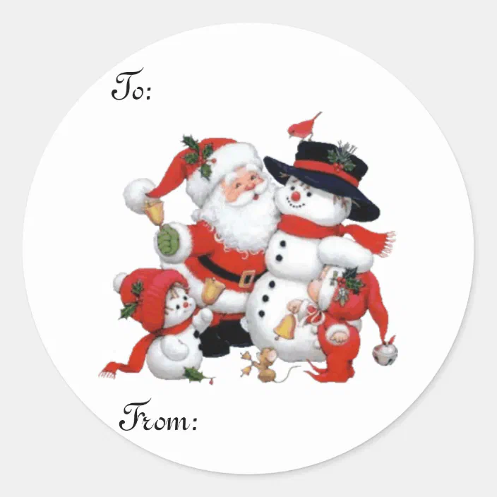 Merry Christmas Stickers santas sleigh Gift Tag Label Party Sricker present tag 