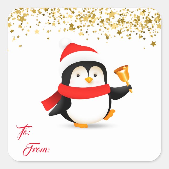Christmas Gift Tag Stickers-Penguin (Front)