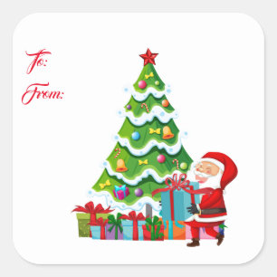 Christmas Gift Tag Stickers-Santa