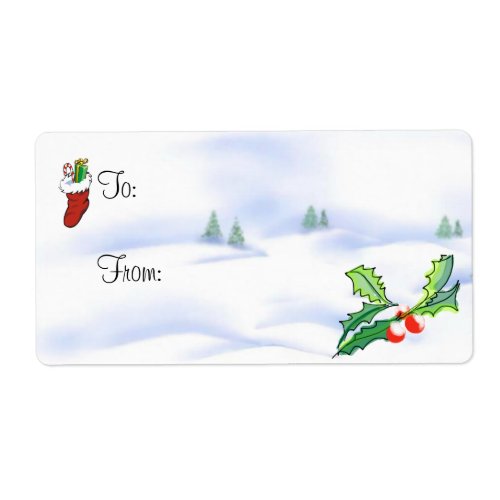 Christmas Gift Tag - Stocking, Holly and Berries