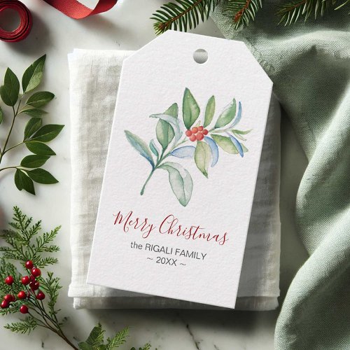 Christmas Gift Tags Elegant Simple Watercolor