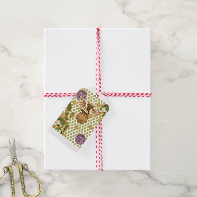 Christmas Gift Tags Gold Angel (With Twine)
