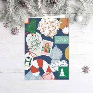 Christmas Gift Tags Illustrated Holiday Card