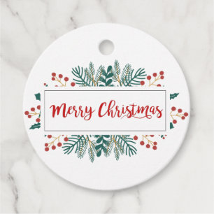 Christmas Gift Tags Merry Christmas Script Holly