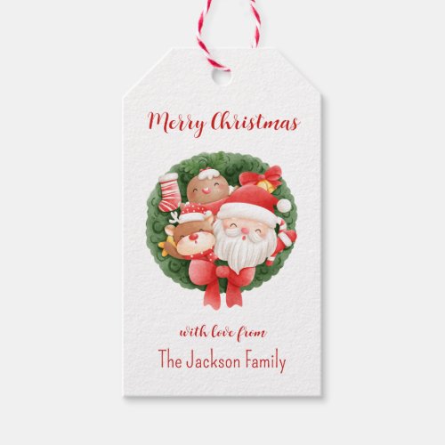 Christmas Gift Tags _ Santa  Friends Wreath