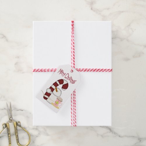 Christmas Gift Tags Snowman Candy Cane Coffee