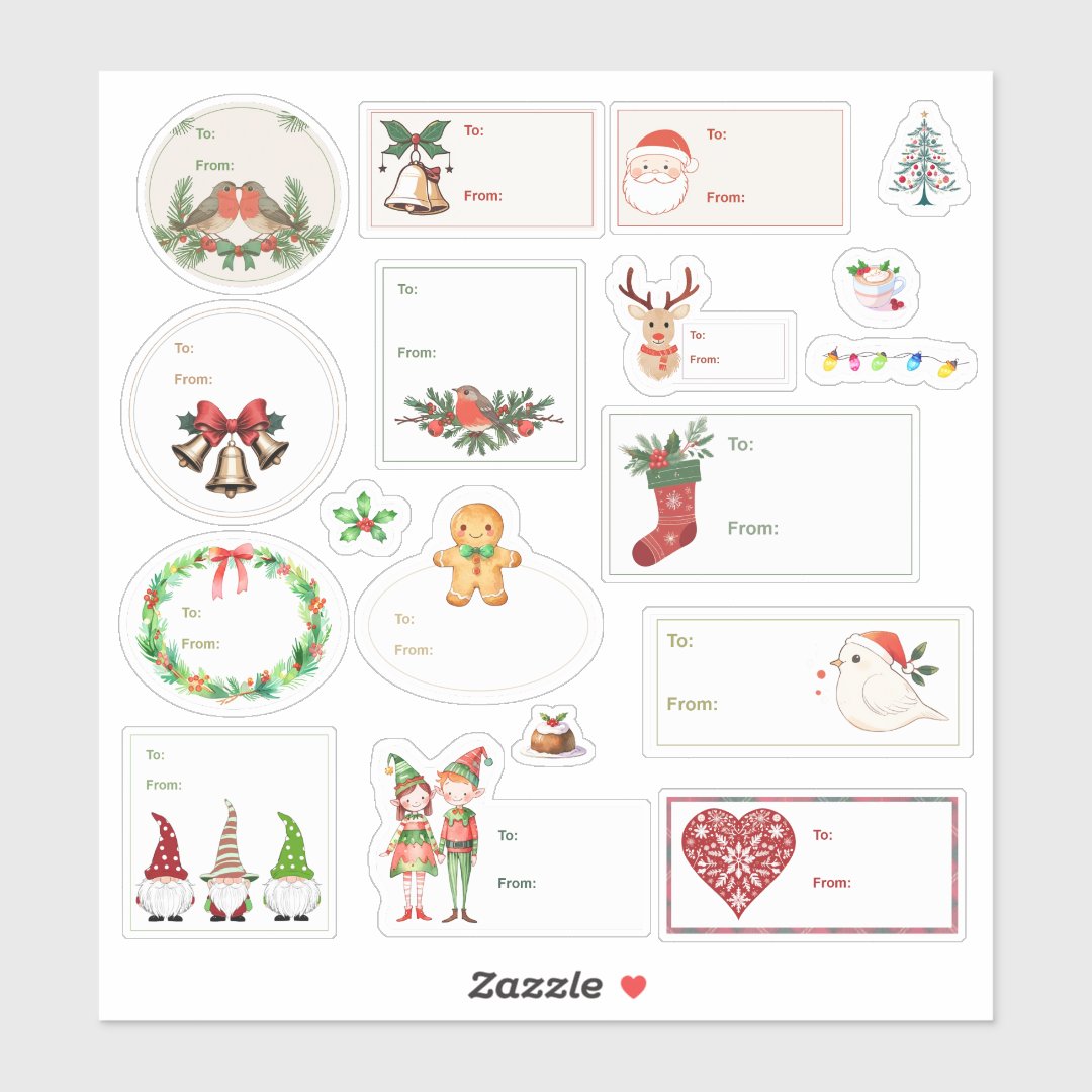 Christmas Gift Tags Variety Pack 18pc set Sticker
