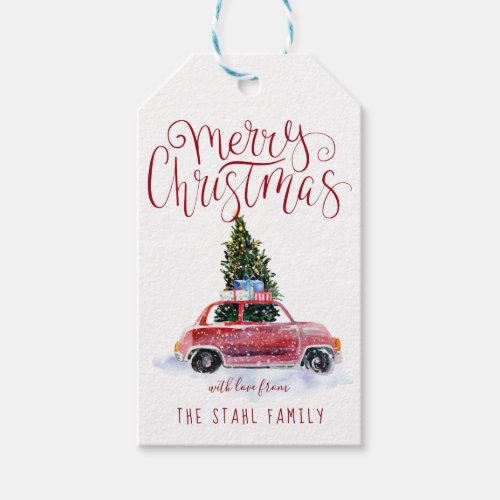 Christmas Gift Tags _ Vintage Red Car