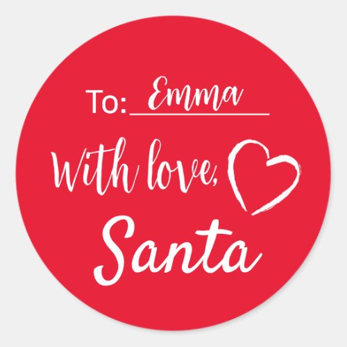 Christmas Gift Tags With Love From Santa Sticker