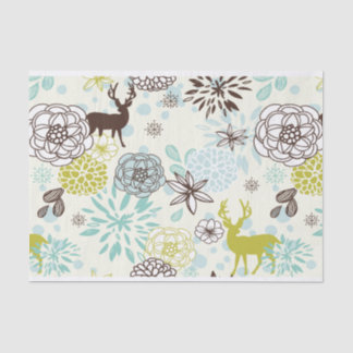 Christmas Gift Tissue Paper - Blue Vintage Deer