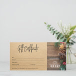 Christmas Gift Voucher Craft Paper Farm Vintage<br><div class="desc">Christmas Holiday gift card certificate voucher in modern farm style with wood and craft paper texture</div>