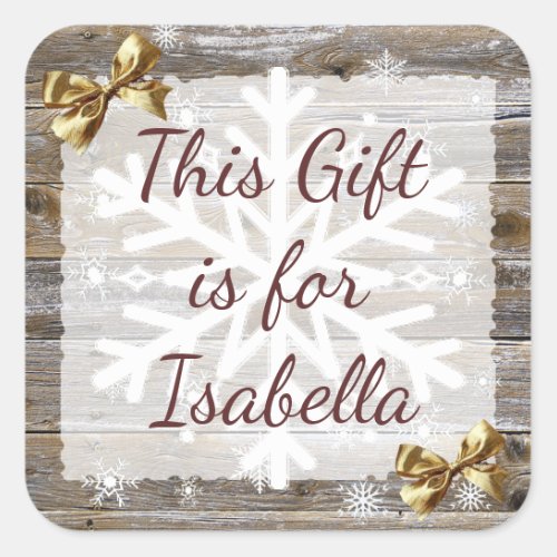 Christmas Gift Weathered Wood Gold Bow Gift Tag