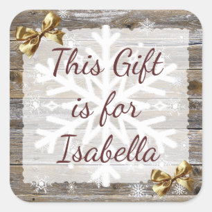 Christmas Gift Weathered Wood Gold Bow Gift Tag
