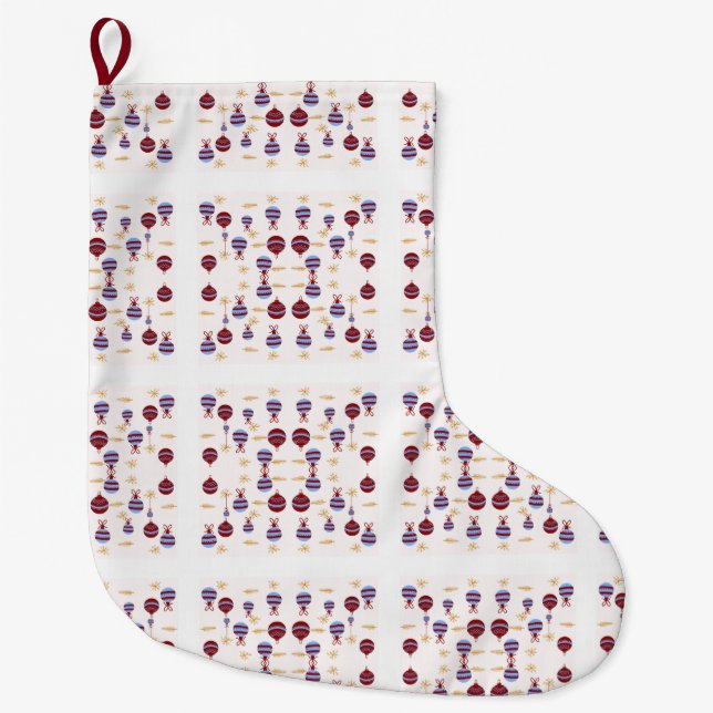 Christmas Gift  with Colorful Garlands Large Christmas Stocking (Front)