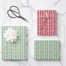 Christmas Gift Wrap Dark Red Sage Green Zigzag