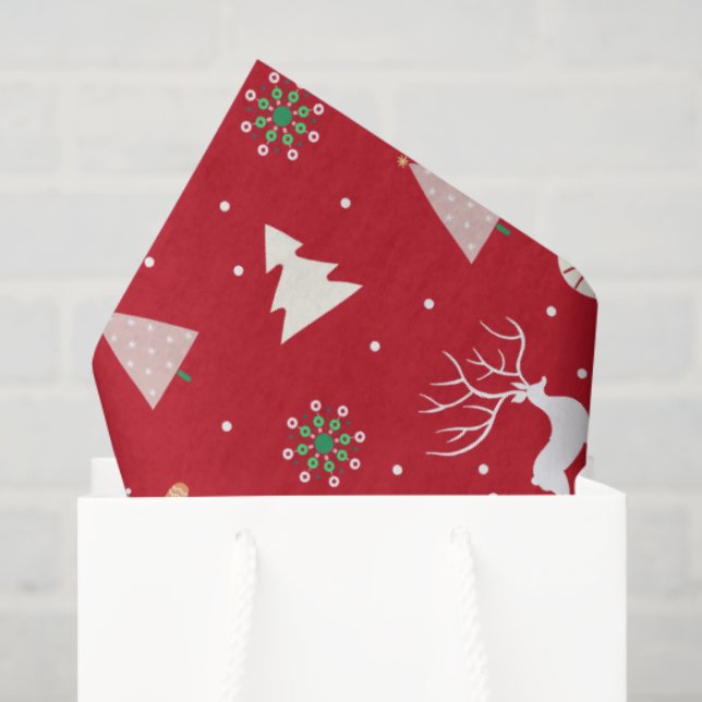 Christmas Gift Wrap — Reindeer, Gingerbread Tissue Paper (Gift Bag)