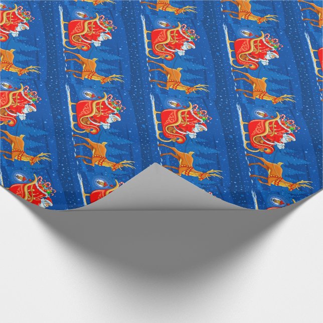 Christmas Gift Wrap/Santa Claus and Sleigh Wrapping Paper (Corner)