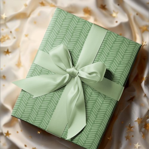 Christmas Gift Wrap With Sage Green Zigzag