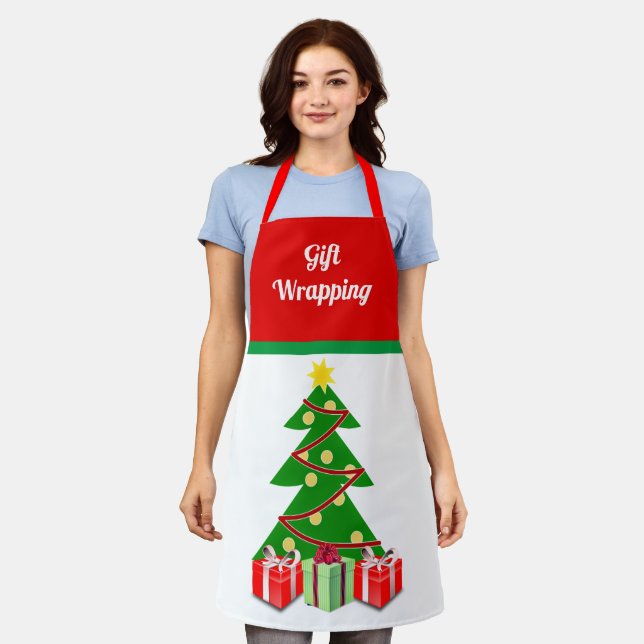 Christmas Gift Wrapping Holiday Print Apron (Worn)