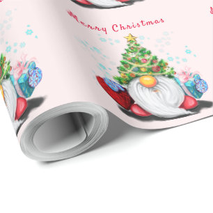 Christmas Gift Wrapping Paper with Cute Gnome