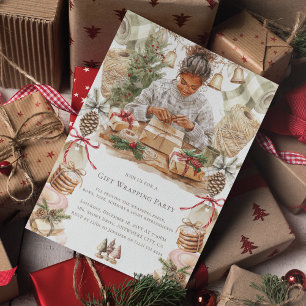 Christmas Gift Wrapping Party African American Invitation