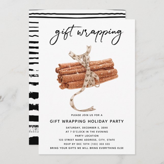 Christmas Gift Wrapping Party Invitation (Front/Back)