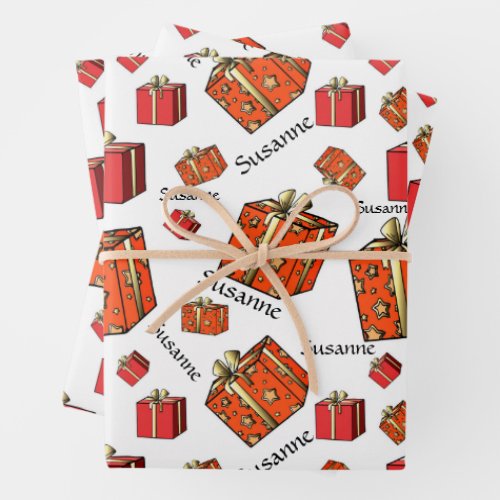 Christmas Gifts Add Recipients Name 3 Wrapping Paper Sheets