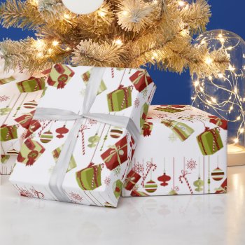 Christmas Gifts And Ornaments Wrapping Paper by ChristmaSpirit at Zazzle