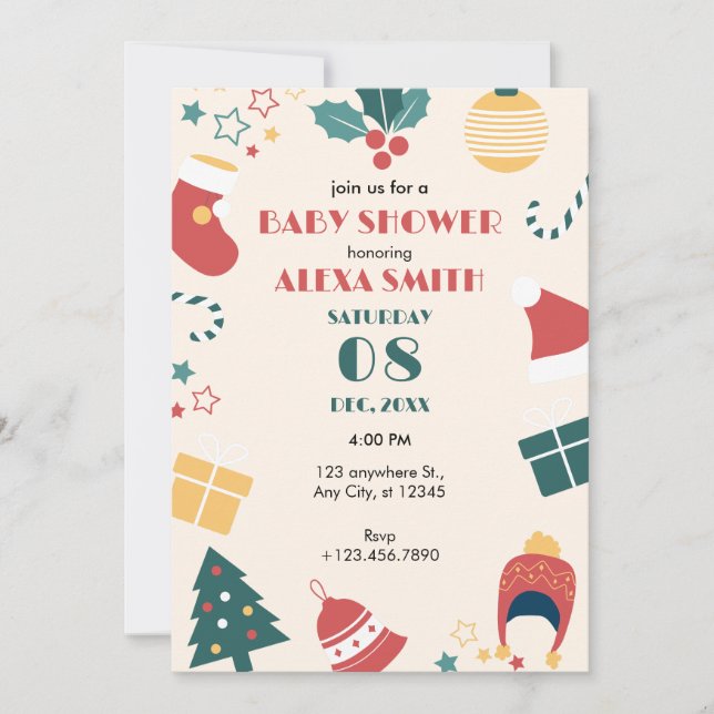 Christmas gifts baby shower invitation (Front)