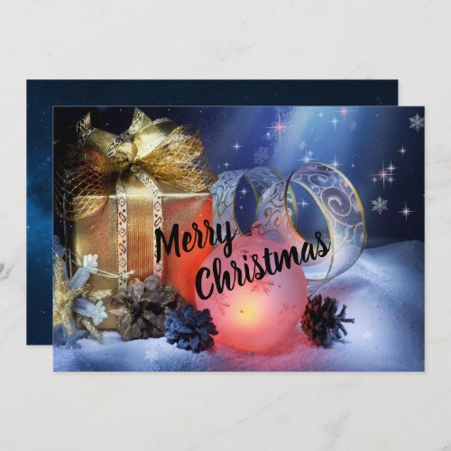 Christmas Gifts Bulbs Ribbon Package  Invitation