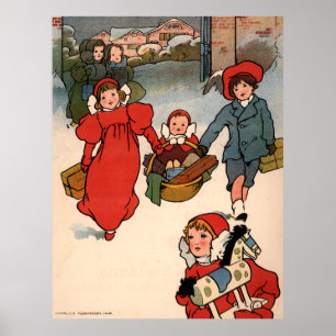 Christmas Gifts Charles Robinson Vintage Holiday Poster
