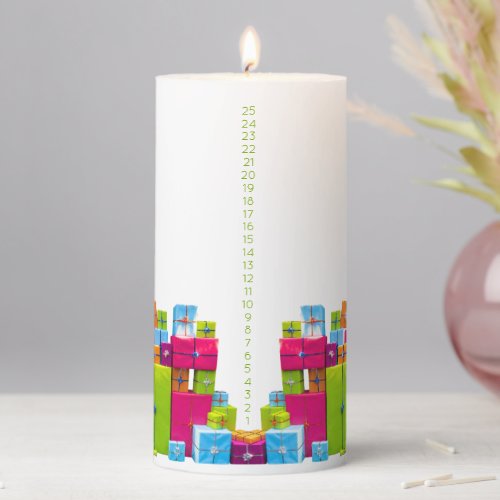 Christmas Gifts Countdown Pillar Candle