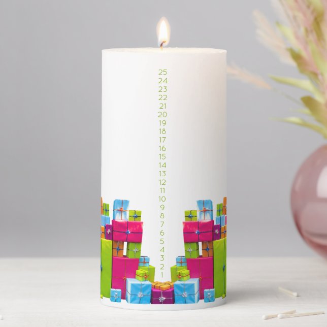 Christmas Gifts Countdown Pillar Candle (In Situ)