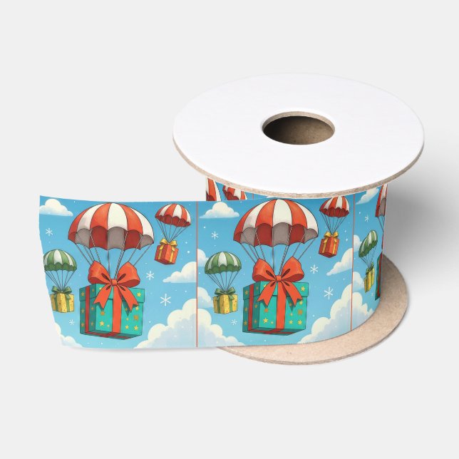 Christmas Gifts Delivered By Parachutes Satin Ribbon (Spool)