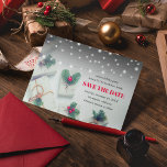 Christmas Gifts | Holiday Party Save the Date Invitation Postcard<br><div class="desc">Elegant save the date christmas postcard,  featuring festive xmas gifts,  string lights,  and a party celebration template that is easy to customize.</div>