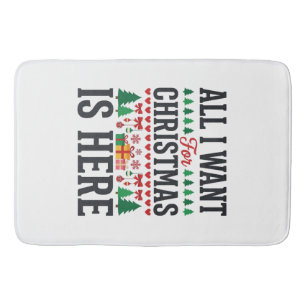 Christmas Gifts Holiday Typography Design Bath Mat