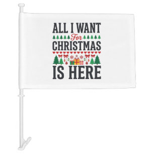Christmas Gifts Holiday Typography Design Car Flag