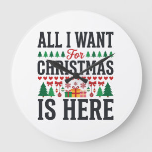 Christmas Gifts Holiday Typography Design Large Clock