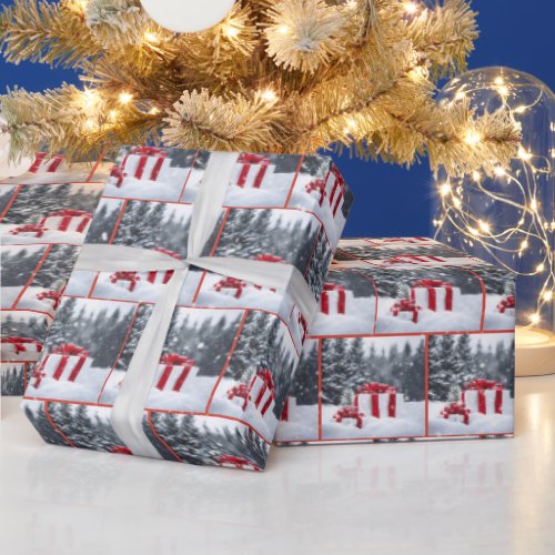 Christmas Gifts In Snow Wrapping Paper