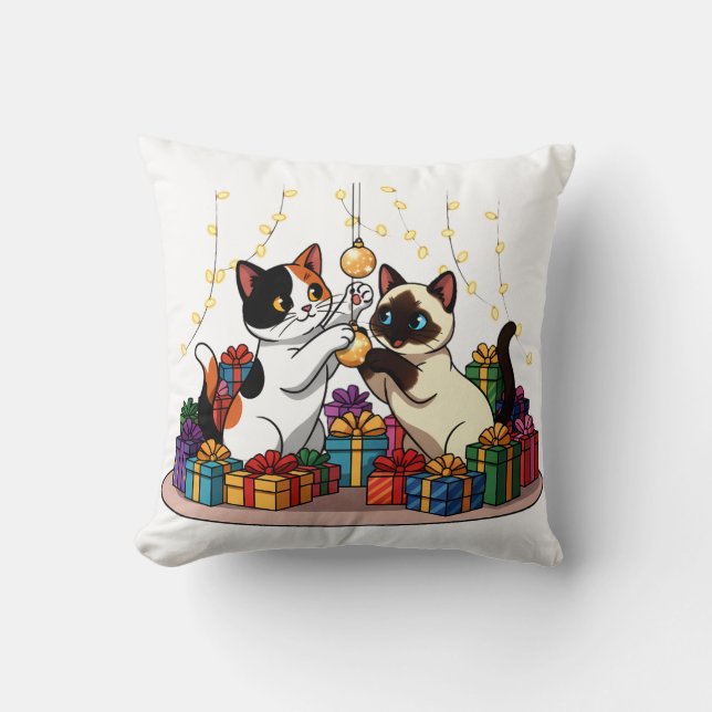 Christmas Gifts & Ornaments Cats Throw Pillow (Front)