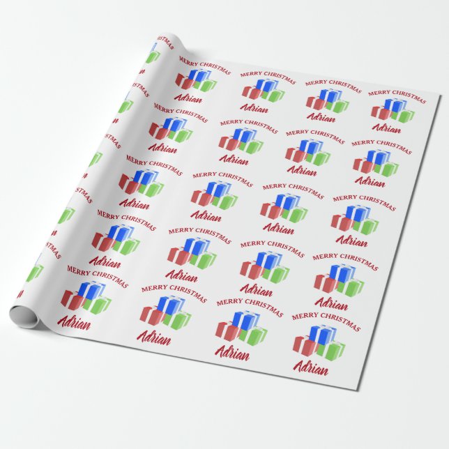 Christmas Gifts Pattern Customized Name Wrapping Paper (Unrolled)