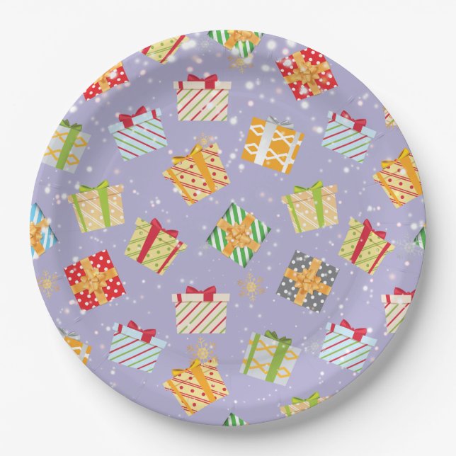 Christmas gifts pattern paper plates (Front)