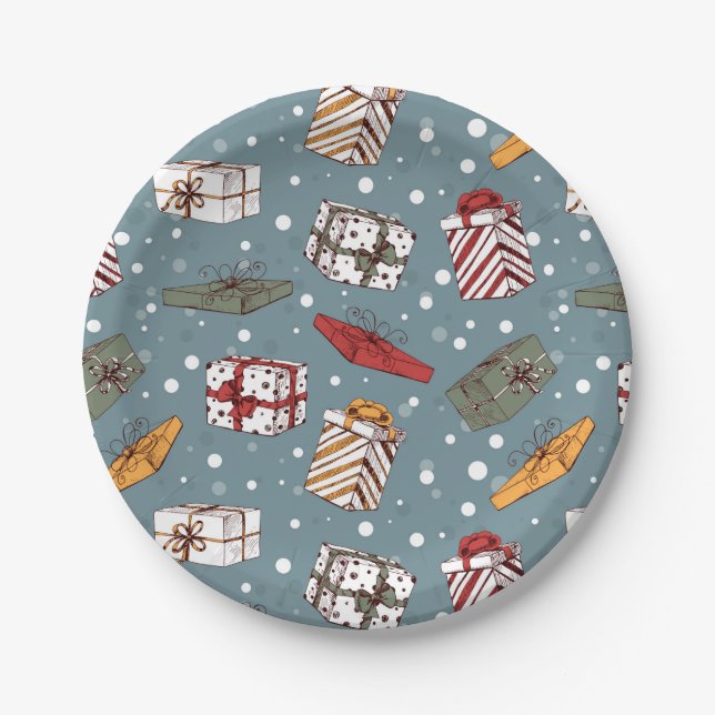 Christmas gifts pattern paper plates (Front)